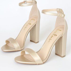 NEW Lulu's Taylor Gold Ankle Strap Heels